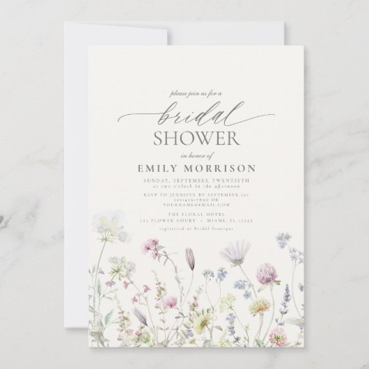 Elegant Garden Flowers Waterverf Vrijgezellenfeest Kaart (Voorkant)