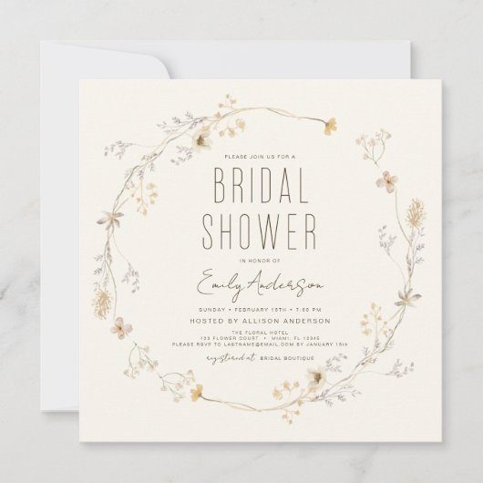 Elegant Garden Flowers Waterverf Vrijgezellenfeest Kaart (Voorkant)