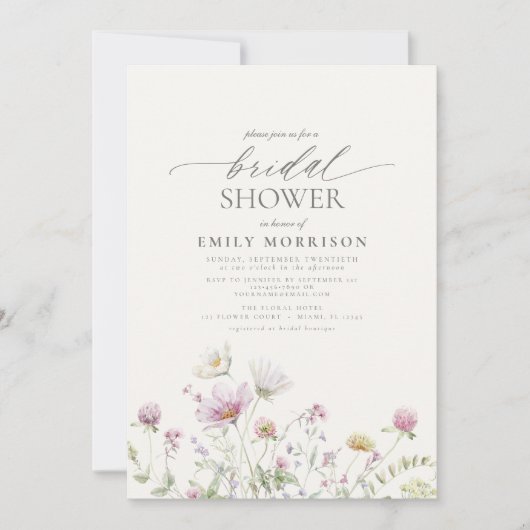 Elegant Garden Flowers Waterverf Vrijgezellenfeest Kaart (Voorkant)