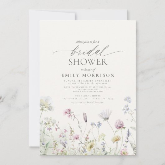 Elegant Garden Flowers Waterverf Vrijgezellenfeest Kaart (Voorkant)