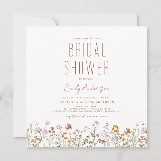 Elegant Garden Flowers Waterverf Vrijgezellenfeest Kaart (Voorkant)