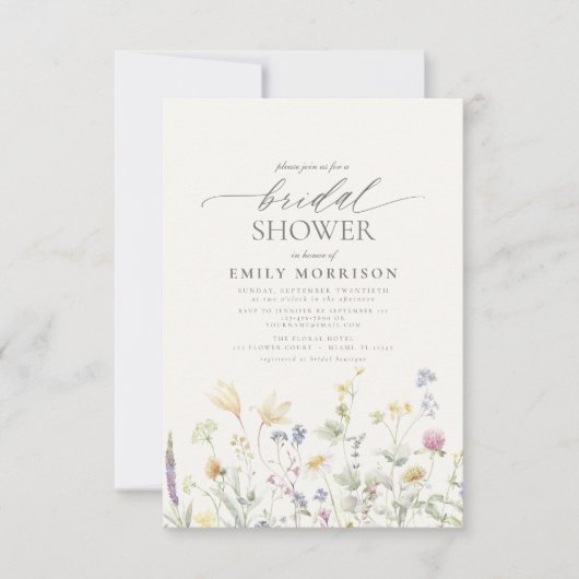 Elegant Garden Flowers Waterverf Vrijgezellenfeest Kaart (Voorkant)