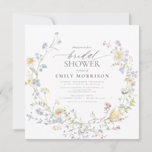 Elegant Garden Flowers Waterverf Vrijgezellenfeest Kaart (Voorkant)