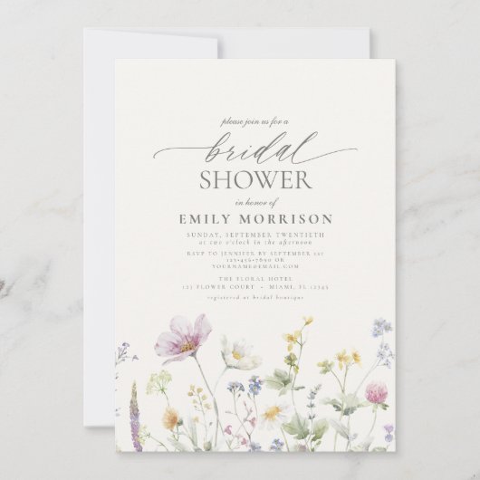 Elegant Garden Flowers Waterverf Vrijgezellenfeest Kaart (Voorkant)