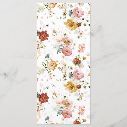 Elegant Garden Flowers Waterverf Vrijgezellenfeest Menu (Achterkant)