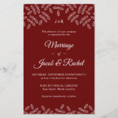 Elegant Garden laat donkerrode bruiloft uitnodigen (Voorkant)