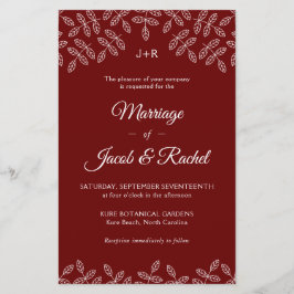 Elegant Garden laat donkerrode bruiloft uitnodigen