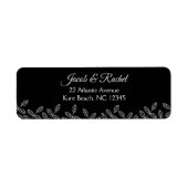 Elegant Garden Leaves Black Wedding Invitation Etiket (Voorkant)