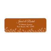 Elegant Garden Leaves Burnt Oranje Wedding Etiket (Voorkant)