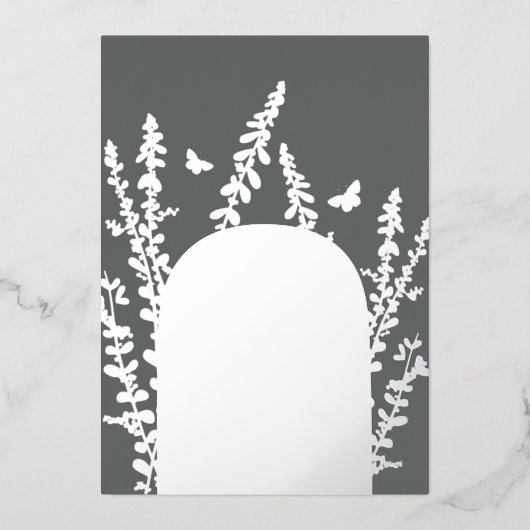 Elegant Garden Leaves en Butterflies Wedding Folie Uitnodiging (Voorkant)