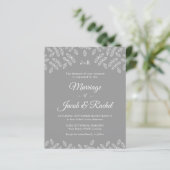Elegant Garden Leaves Gray Wedding Uitnodiging (Staand voorkant)