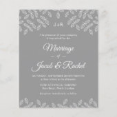 Elegant Garden Leaves Gray Wedding Uitnodiging (Voorkant)