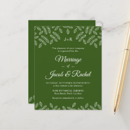 Elegant Garden Leaves Green Wedding Uitnodiging