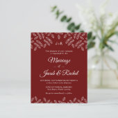 Elegant Garden Leaves Red Wedding Uitnodiging (Staand voorkant)