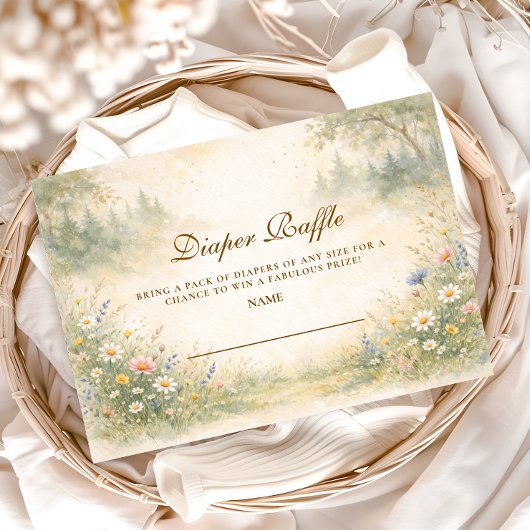 Elegant Garden Meadow Diapper Raffle Informatiekaartje