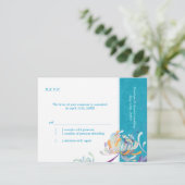Elegant Garden Mum Turquoise Wedding RSVP (Staand voorkant)
