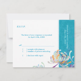 Elegant Garden Mum Turquoise Wedding RSVP