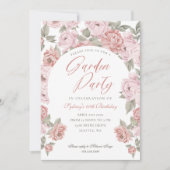 Elegant Garden Party Pink Peony Florals Birthday Kaart (Voorkant)