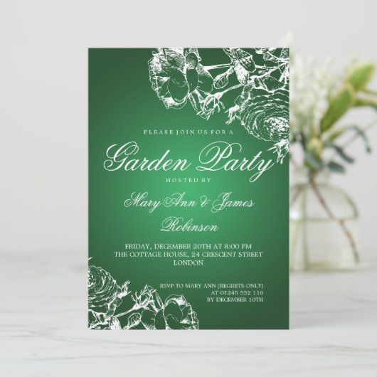 Elegant Garden Party Rozen Green Kaart (Staand voorkant)