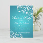 Elegant Garden Party Rozen Turquoise Kaart (Staand voorkant)