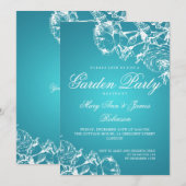 Elegant Garden Party Rozen Turquoise Kaart (Voorkant / Achterkant)