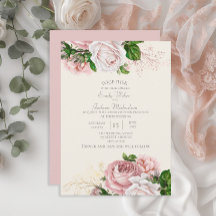 Elegant Garden Pink Floral Rozen Cream Wedding
