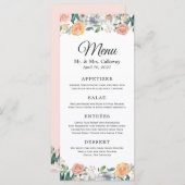Elegant Garden Rozen Peonies Floral Wedding Menu (Voorkant / Achterkant)