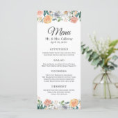 Elegant Garden Rozen Peonies Floral Wedding Menu (Staand voorkant)