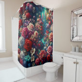 "Elegant Garden Stream - Levendige Bloemenkunst" Douchegordijn (In situ)