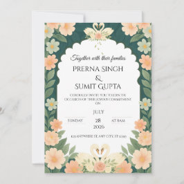 Elegant Garden-Themed Wedding Invitation Template  Kaart