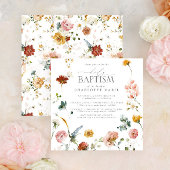 Elegant Garden Waterverf Floral Girl Baptism Invi Kaart