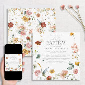 Elegant Garden Waterverf Floral Girl Baptism Invi Kaart