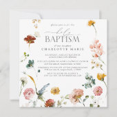Elegant Garden Waterverf Floral Girl Baptism Invi Kaart (Voorkant)