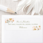 Elegant Gardenia Blush Waterverf Abstracte flora Etiket (Insitu)