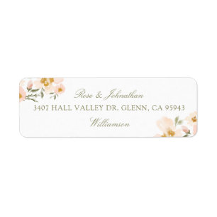 Elegant Gardenia Blush Waterverf Abstracte flora Etiket