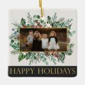Elegant Garland Familie Foto kerstversiering Keramisch Ornament (Voorkant)