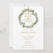 Elegant Garland Foto Law School Graduparty Kaart (Voorkant)