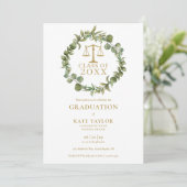 Elegant Garland Foto Law School Graduparty Kaart (Staand voorkant)
