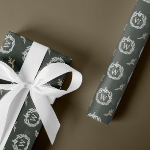 Elegant Garland Wreath Crest Postal Monogram Cadeaupapier
