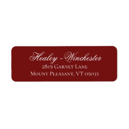 Elegant Garnet Red en White Wedding Address Label