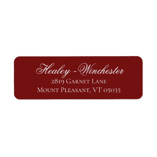 Elegant Garnet Red en White Wedding Address Label (Voorkant)