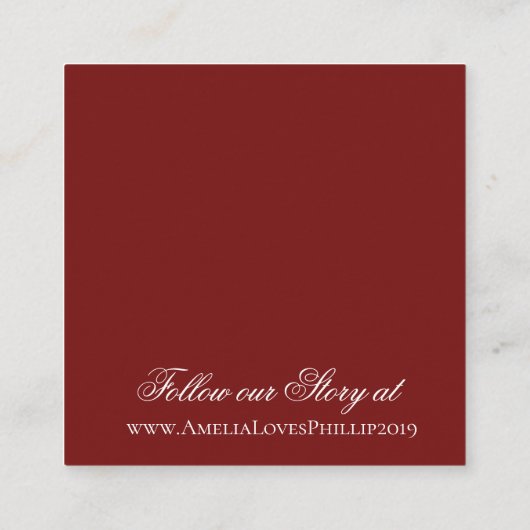 Elegant Garnet Red en White Wedding Details Card Informatiekaartje (Achterkant)