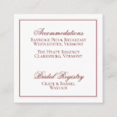 Elegant Garnet Red en White Wedding Details Card Informatiekaartje (Voorkant)