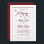 Elegant Garnet Red en White Wedding Invitation Kaart<br><div class="desc">Het mooiste aan raaigrood is dat het een kleur is voor alle seizoenen! Het is romantisch en regeel en gelijk en dun, en met de juiste doopvont in paren kan het om het even wat van elegant tot whimsical worden. We gingen met elegant mee voor deze granaatrode en witte bruiloft...</div>