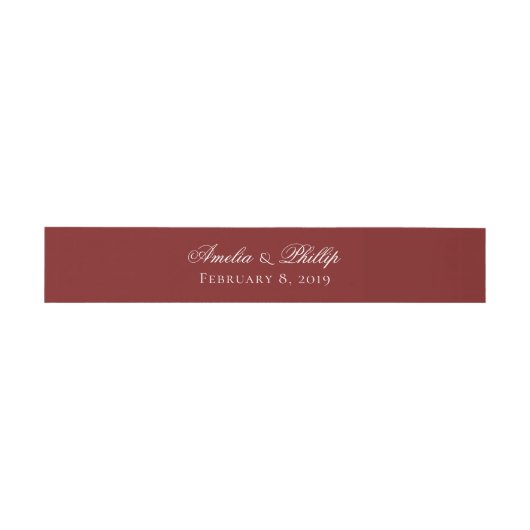 Elegant Garnet Red en White Wedding Invite Bands Uitnodigingen Wikkel (Vlak)