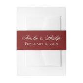 Elegant Garnet Red en White Wedding Invite Bands Uitnodigingen Wikkel (Voorkant Voorbeeld)