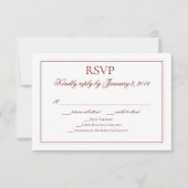 Elegant Garnet Red en White Wedding RSVP Kaartje (Voorkant)