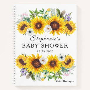 Elegant gastboek baby shower zonnebloem bloem notitieboek