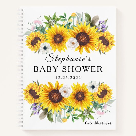 Elegant gastboek baby shower zonnebloem bloem notitieboek (Voorkant)