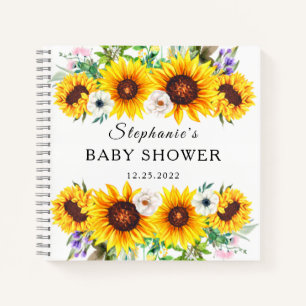Elegant gastboek baby shower zonnebloem bloem notitieboek